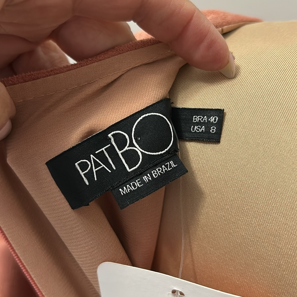 PatBo Faux Suede V Neck Midi Dress Rose - Picture 9 of 13
